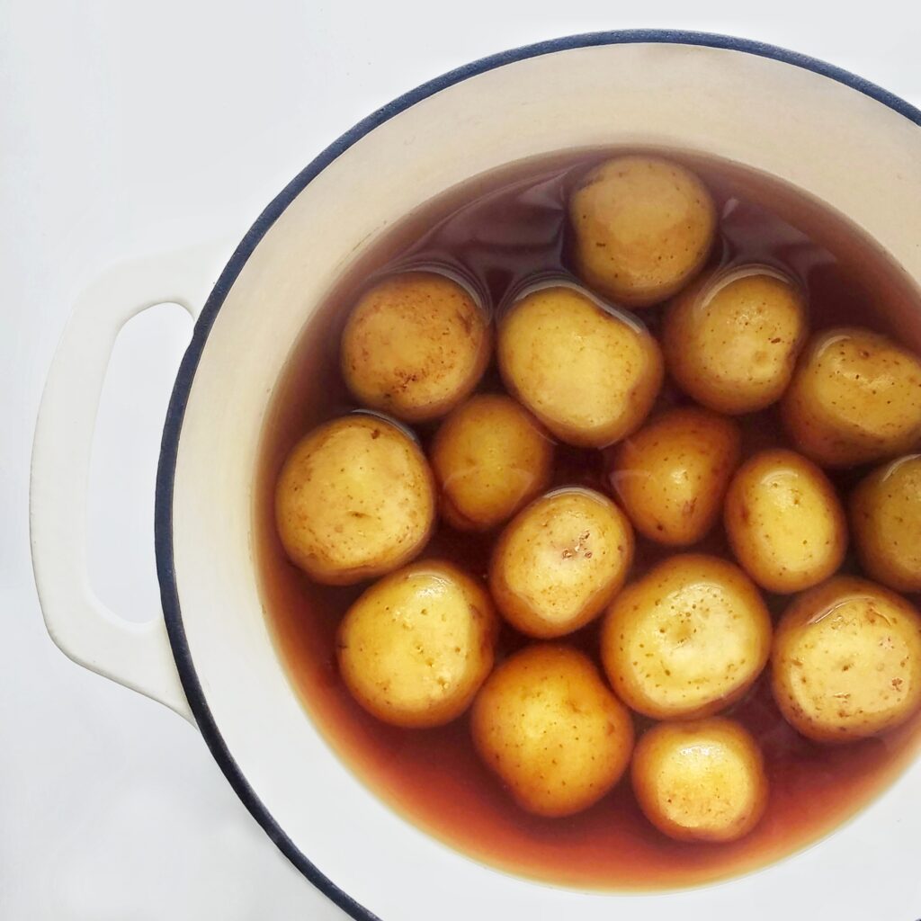 boiling baby potatoes in malt vinegar recipe on mandyolive.com