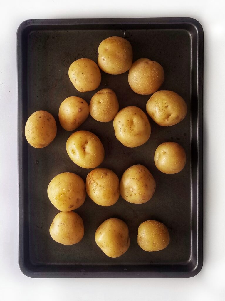 yukon gold baby potatoes found at local farmers market. recipe on mandyolive.com