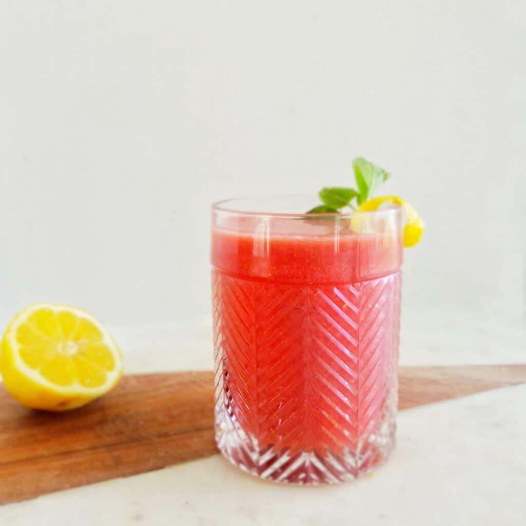 frozen strawberry lemonade bourbon drinks recipe found on mandyolive.com