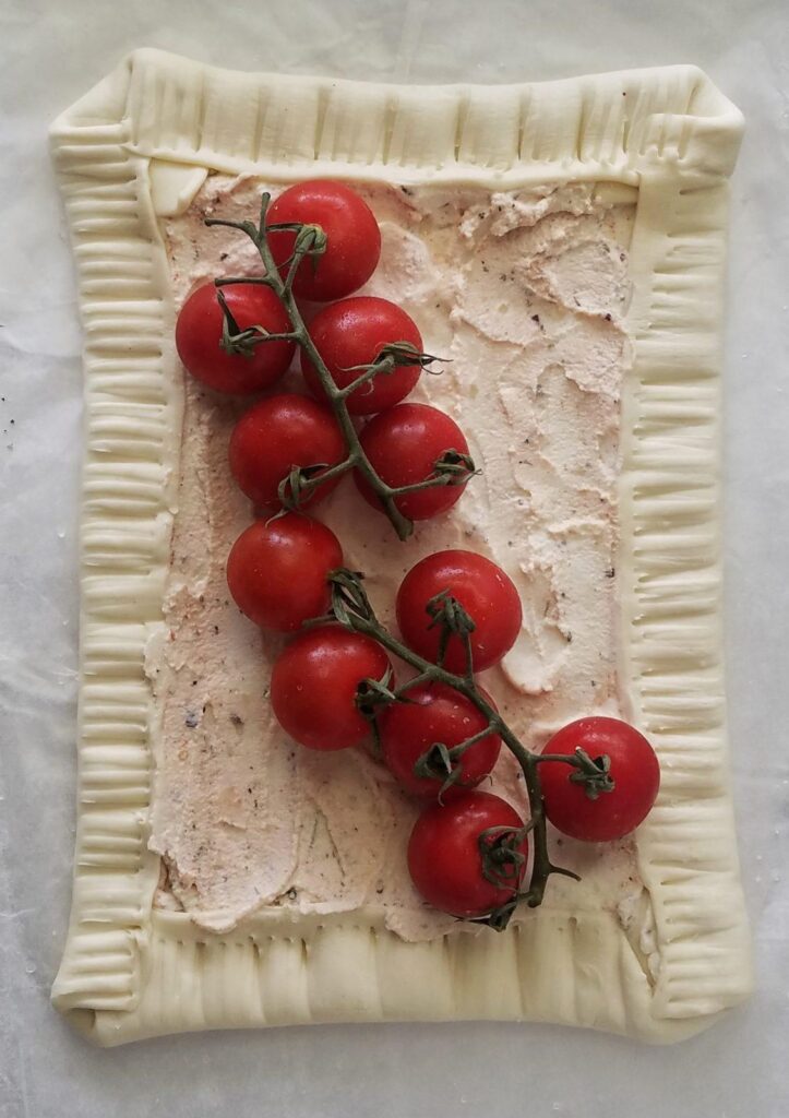 30 minute simple tomato tart. | galette cherry tomatoes shaved asparagus fried eggs puff pastry