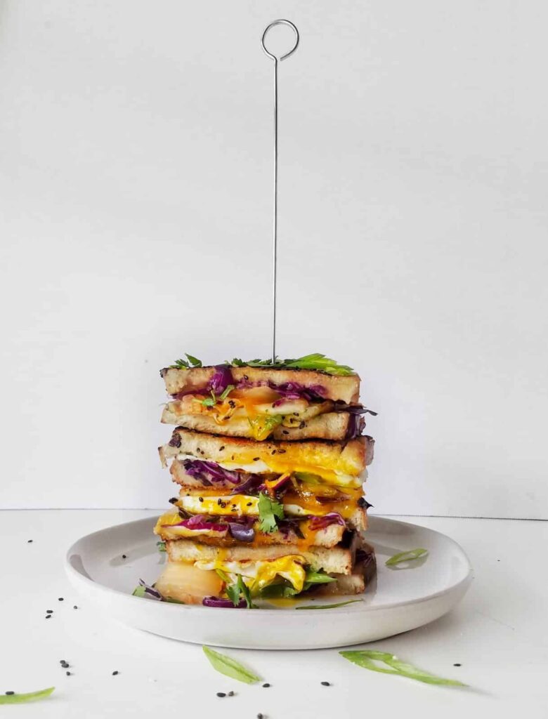 kimchi grilled cheese breakfast sandwich