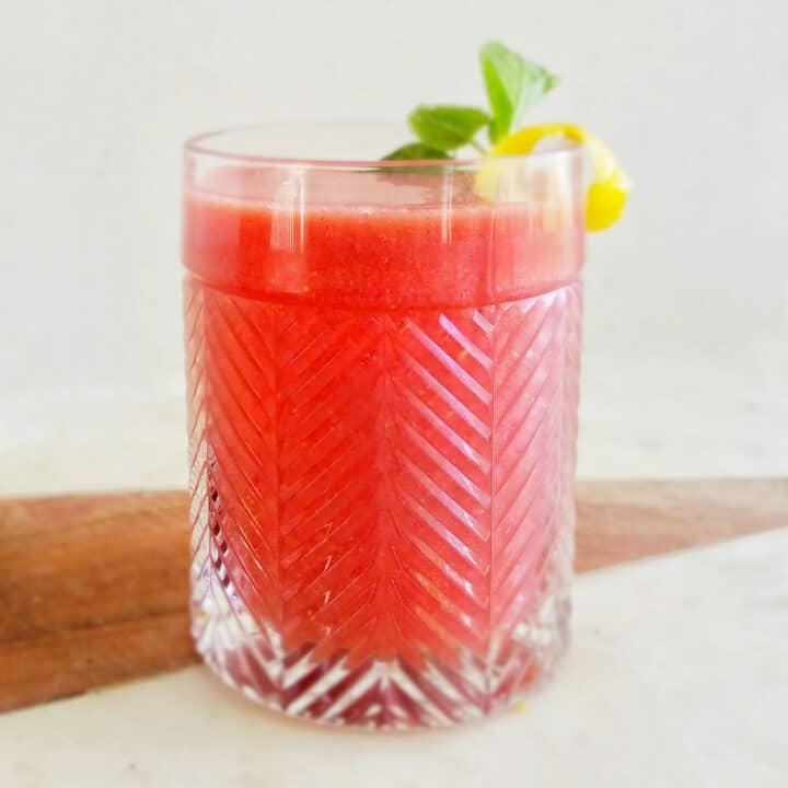 frozen strawberry lemonade bourbon drinks recipe found on mandyolive.com