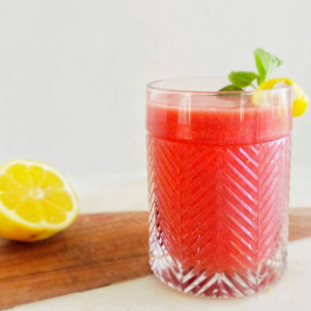 frozen strawberry lemonade bourbon drinks recipe found on mandyolive.com