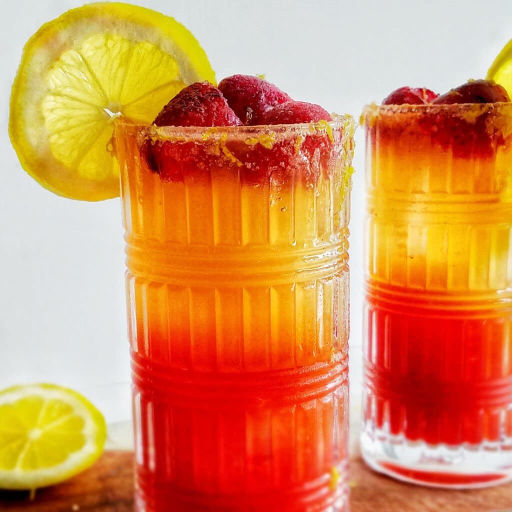 Sparkling strawberry passion fruit lemonade