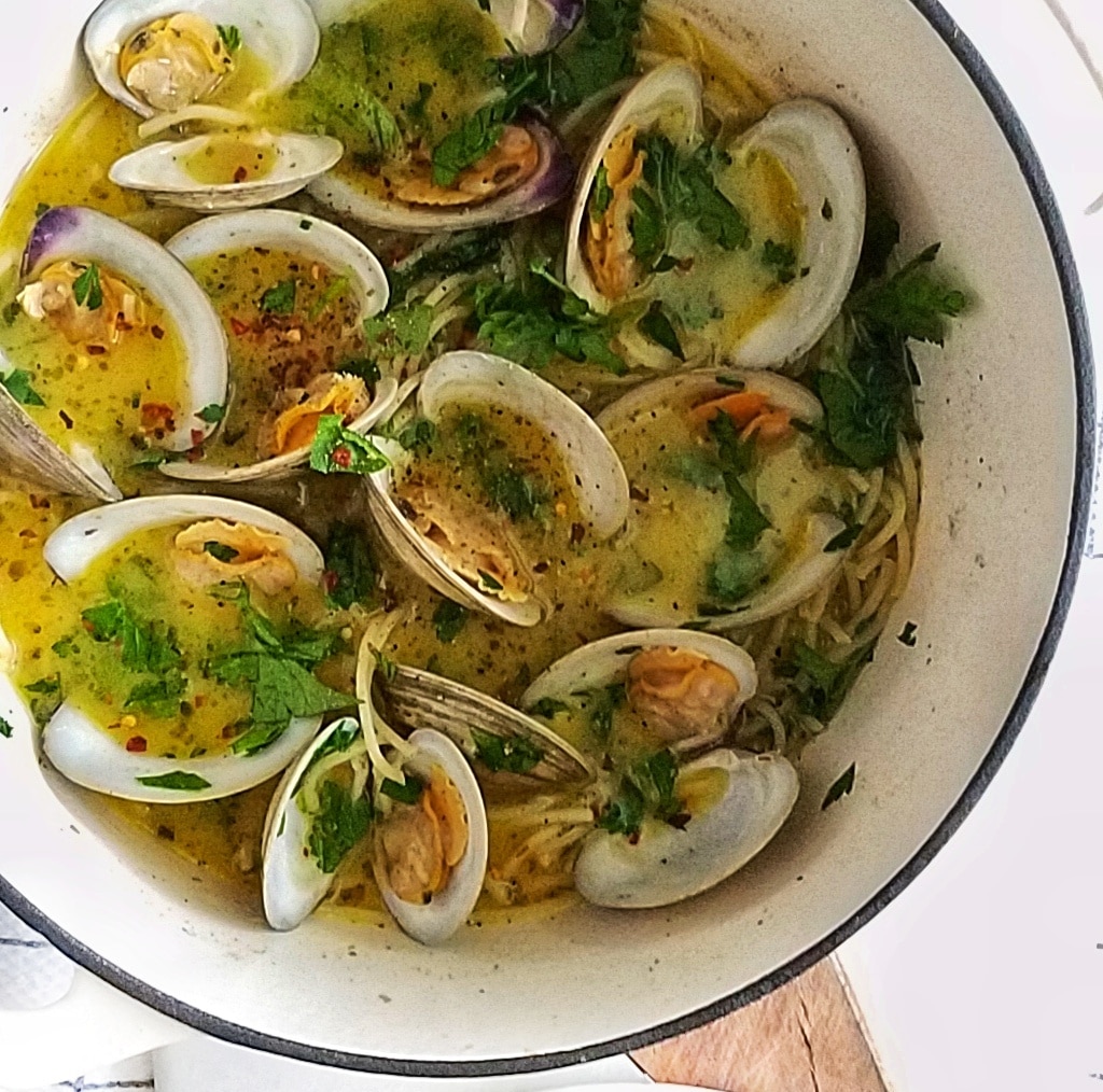 clam pasta recipe on mandyolive.com