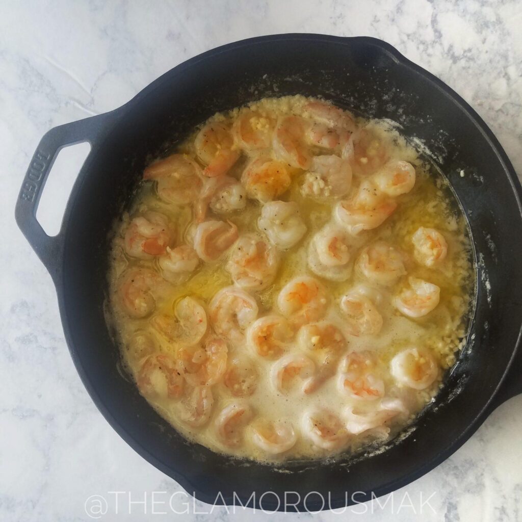 Garlicky Pasta with Grilled Shrimp & Asparagus