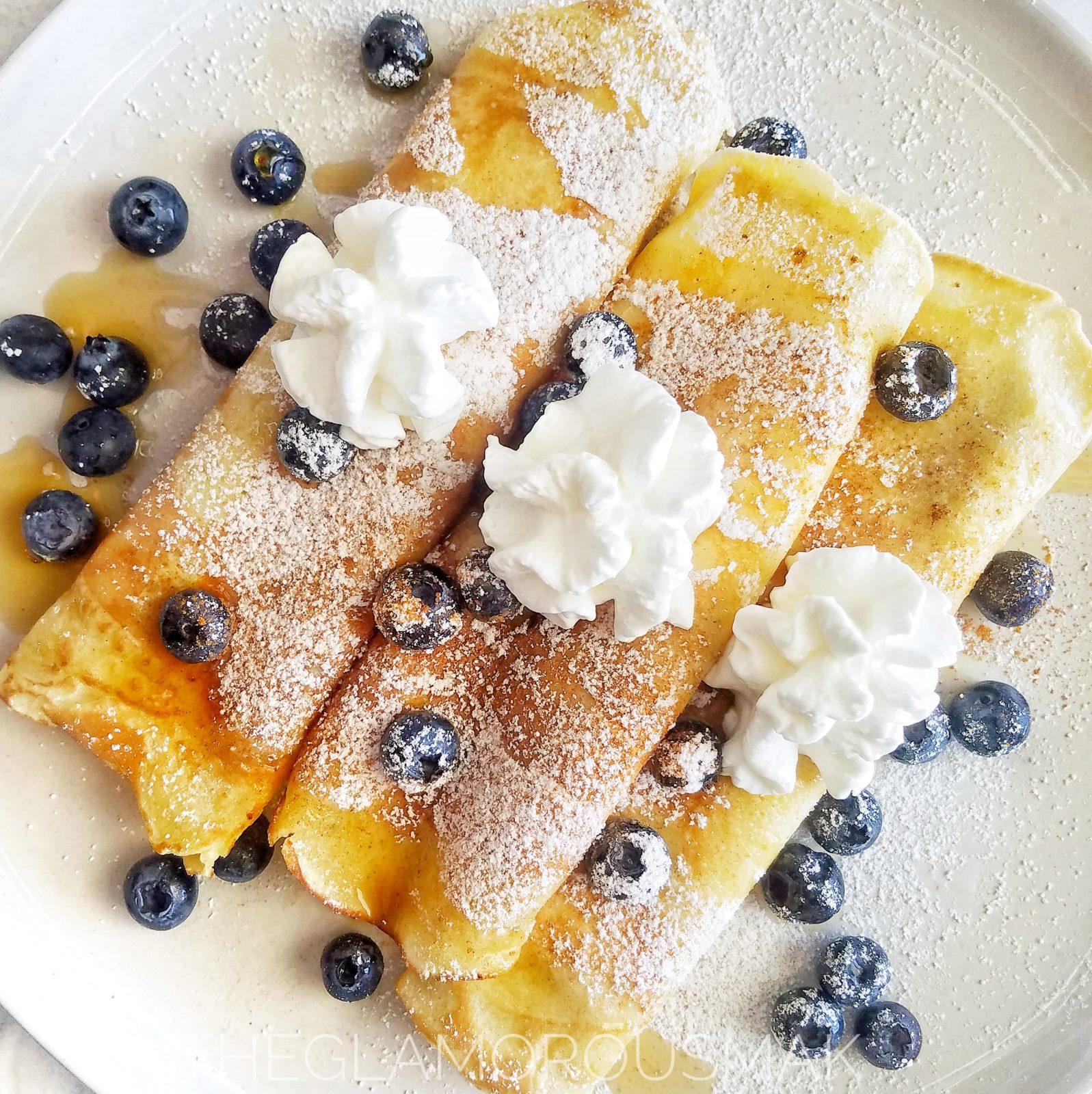 How to make crepes with this simple recipe. With only 5 ingredients this is a quick breakfast, lunch, brunch or dinner. Stuff your crepes with berries, strawberries, blueberries and top with whipped cream and maple syrup. | French, flour, milk, sugar, eggs, how to cook crepes, cast iron pan