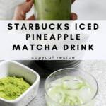 how to make starbucks iced pineapple matcha drink at home. How to make a matcha latte with coconutmilk. starbucks copycat recipe. starbucks drinks with coconut milk.