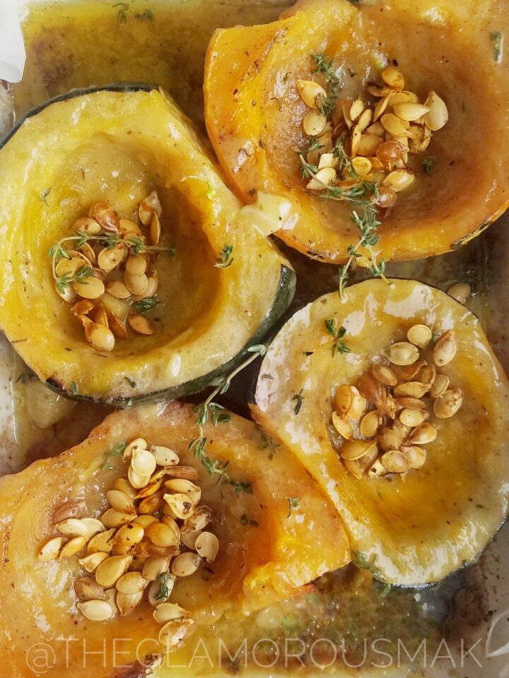 Ever wonder what to do with acorn squash? this recipe will show you how to cook squash in the oven. This roasted squash is dressed with a simple maple tahini dressing for easy side dish ideas to serve with any dinner recipe
