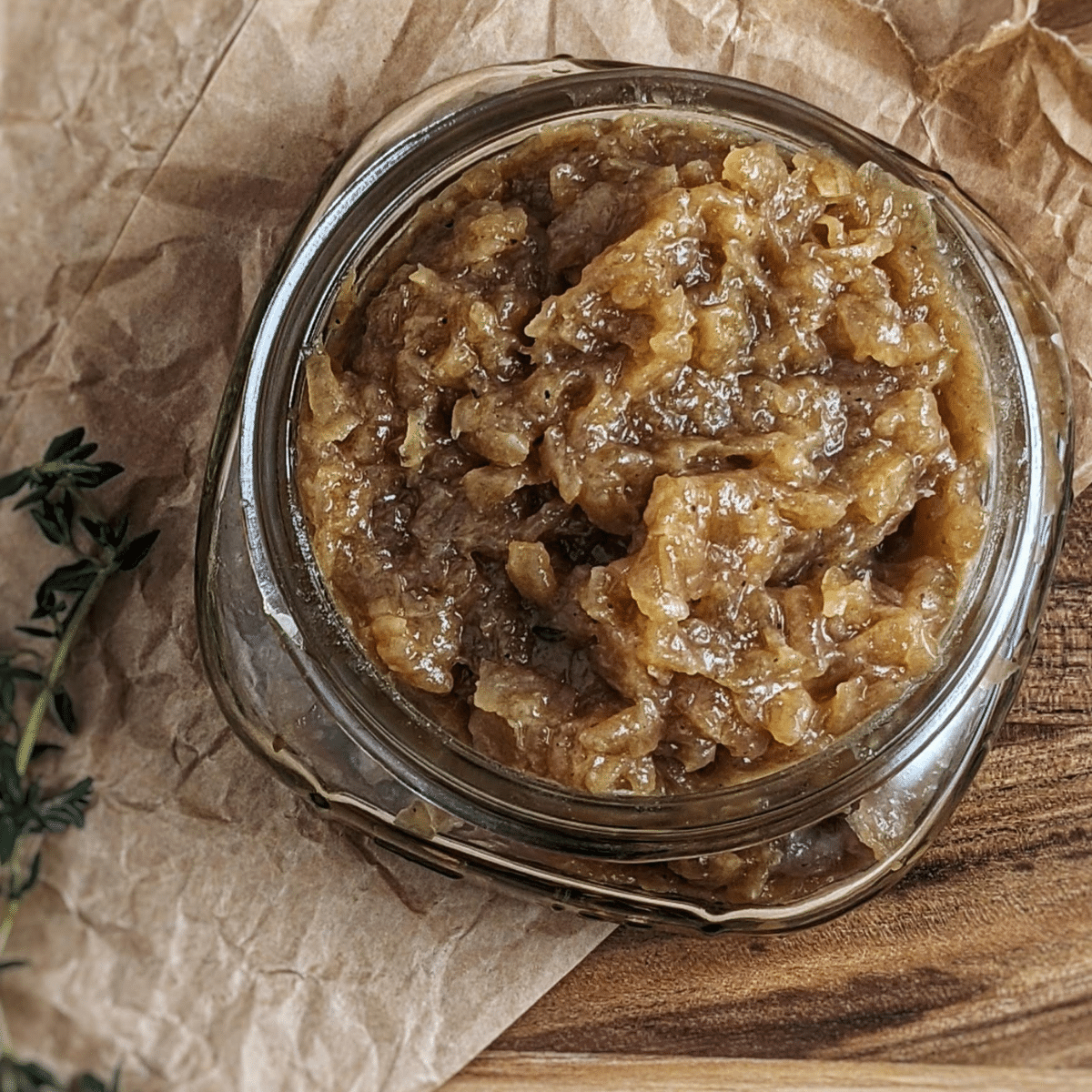 onion jam on cutting board