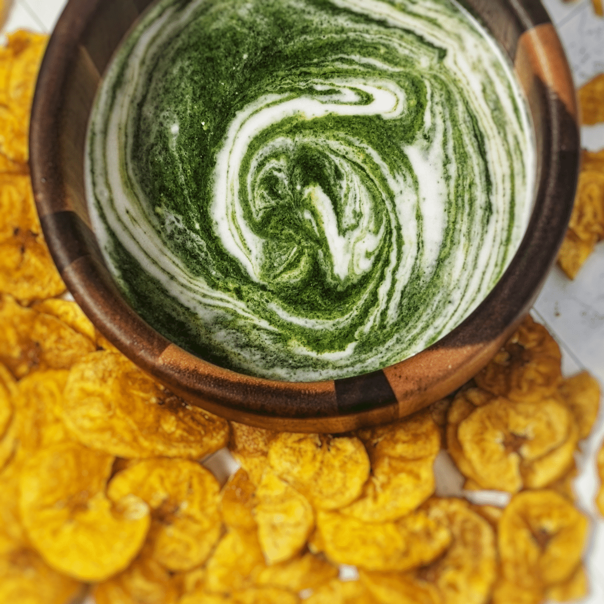 plantains with creamy chimichurri